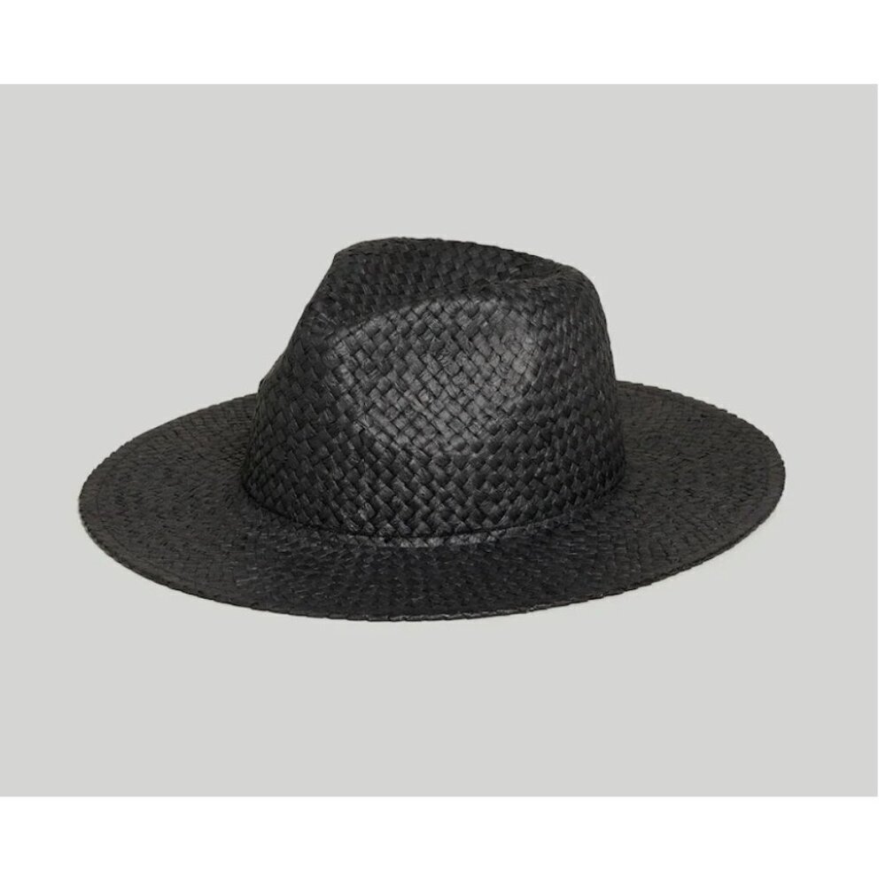 Madewell Black Woven Straw Fedora Hat